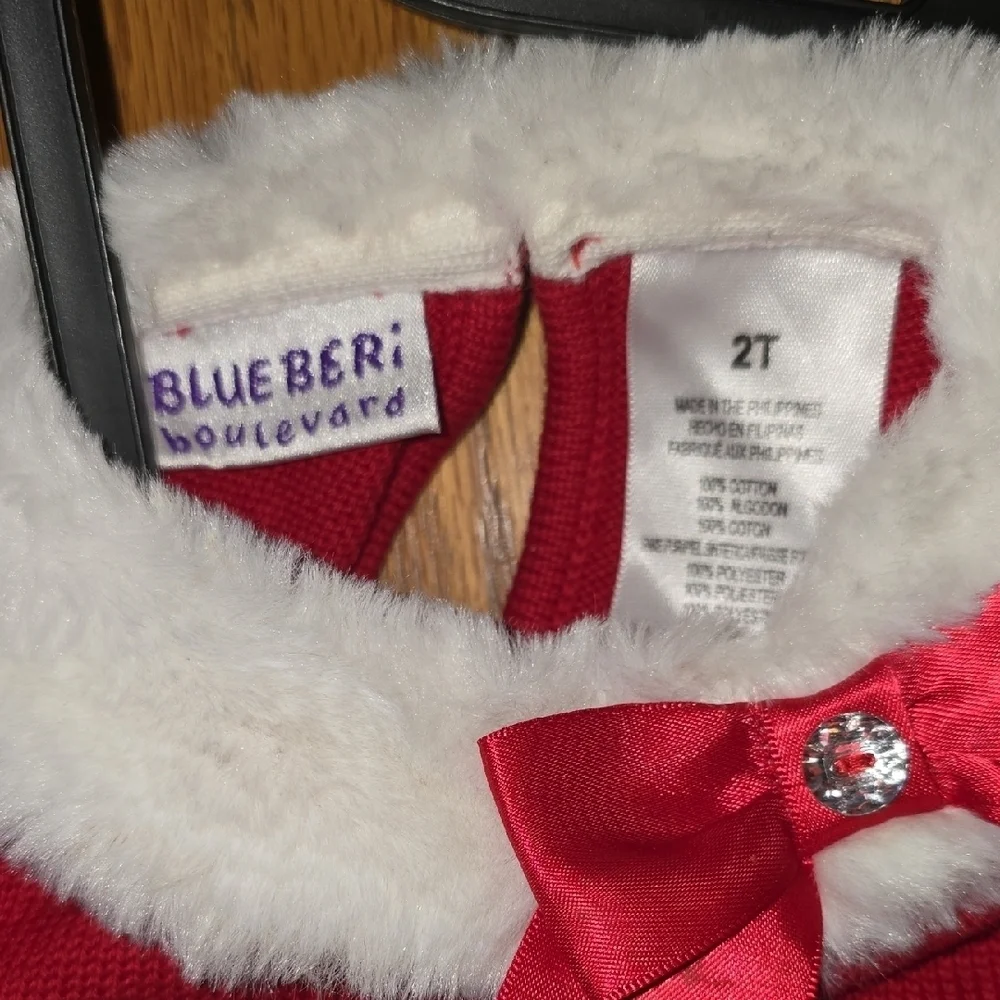Blueberi Boulevard Festive Red and White Girls Holiday Dress And Tights